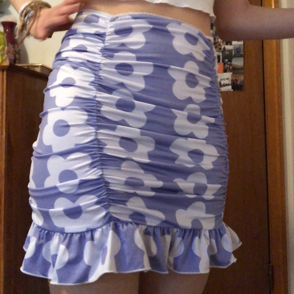 floral lilac mini skirt